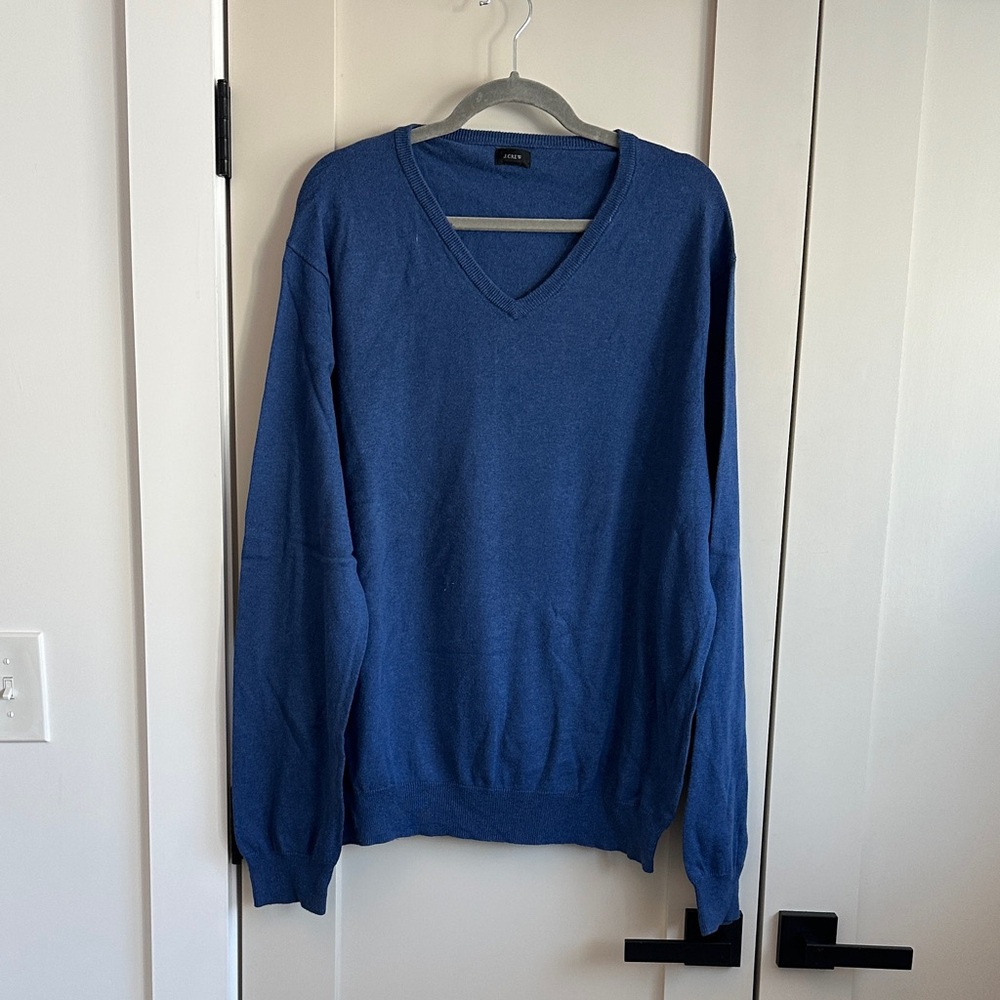 J. Crew Men's Classic Blue V-Neck Sweater